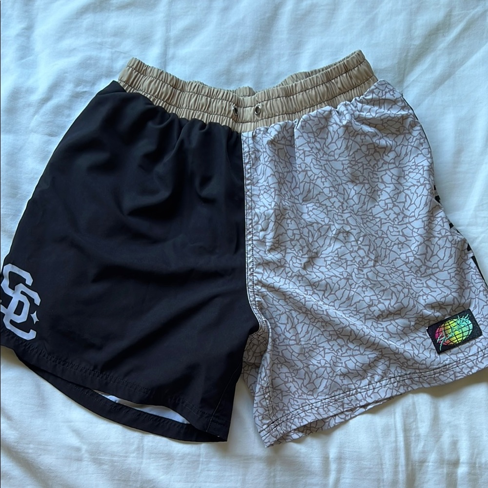 Two-Tone Black and White Men Shorts